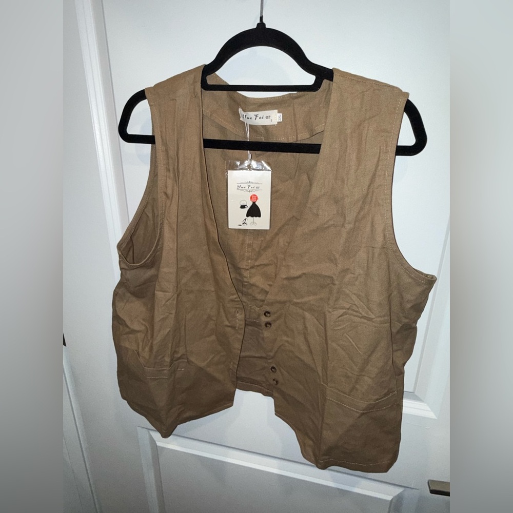 Tan Button-Up Vest